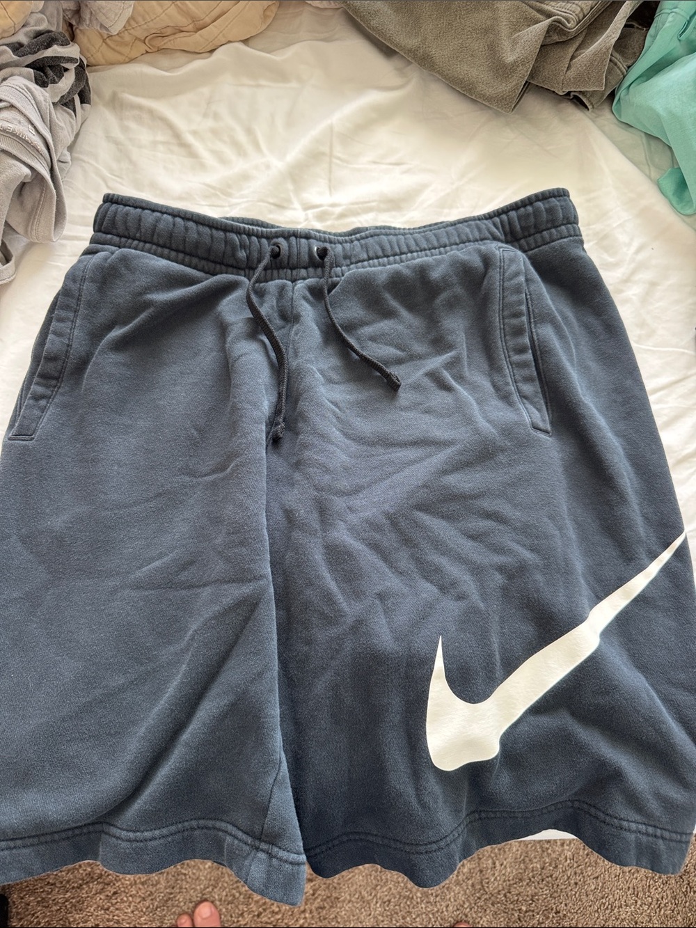 Nike Navy Blue Shorts with White Swoosh